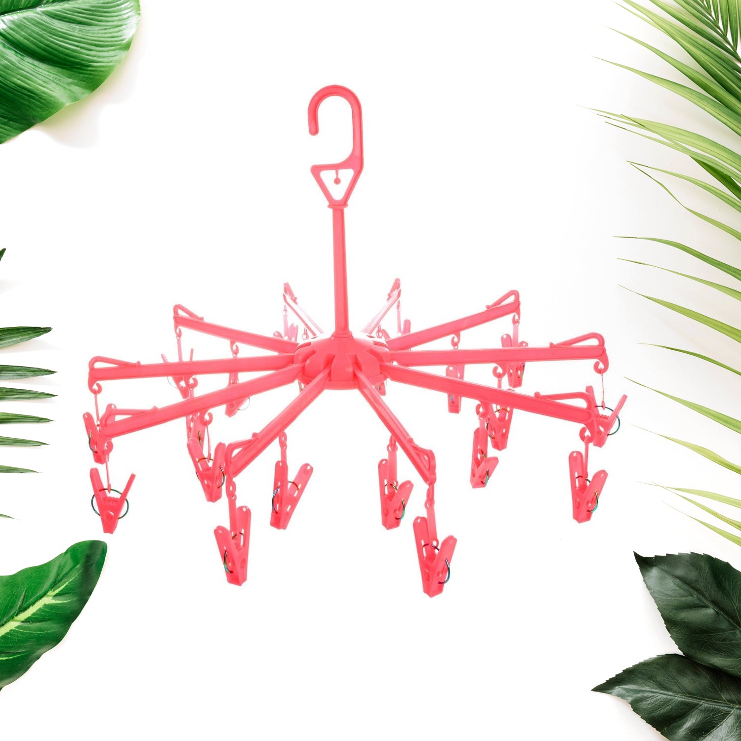 7045 Plastic Foldable Underwear Hanging Dryer Clothes Clips Hanger Drying Rack Clothes Hangers With 16 Clips Clip Hanger Drip Hanger For Drying Underwear Baby Clothes Socks Bras Towel Cloth Diapers Gloves